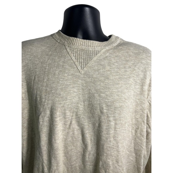 Eddie Bauer Sweater Mens 2XL Beige Oatmeal Cotton Knit Crewneck Pullover Casual - Picture 2 of 8